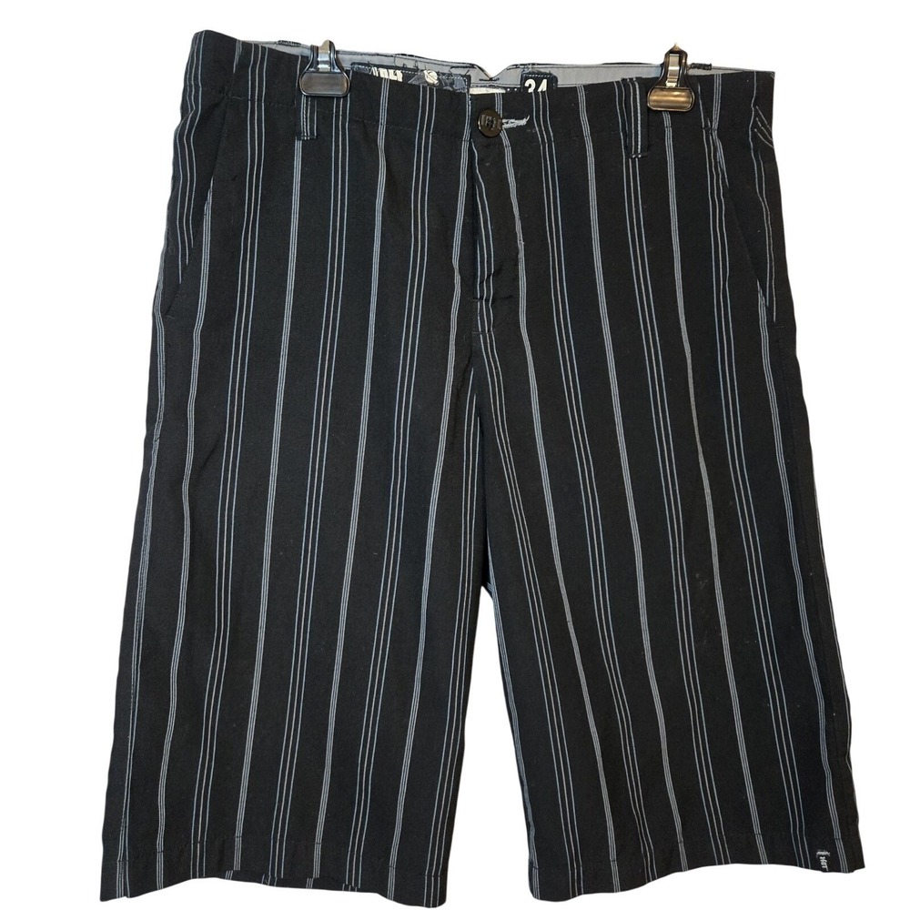 Lost Men's Size 34 Black Pinstripe Long Shorts Y2K Skate Surf Streetwear Baggy